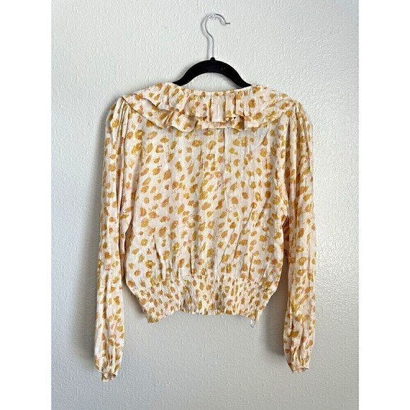 Savanna Jane Blouse Womens Size Medium Bohemian Peasant Ruffle Long Sleeve Top - Picture 2 of 5